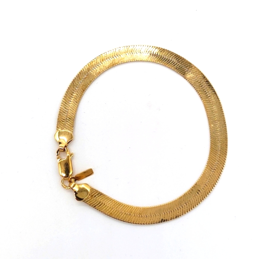 24K GOLD Plated 7MM Herringbone Bracelet-8.25" Imported from Italy